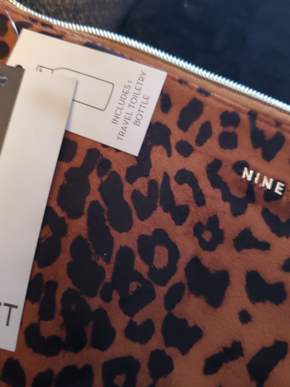 Nine West Leopard Print Zip Pouch - Brown & Black - Picture 2 of 6